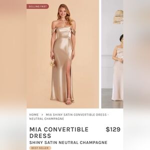 COPY - Birdy Grey Mia Satin Dress in Neutral Champagne - Hemmed!